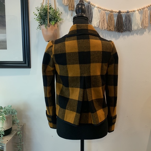 Ann Taylor loft wool blend orange and black plaid jacket - Picture 8 of 10